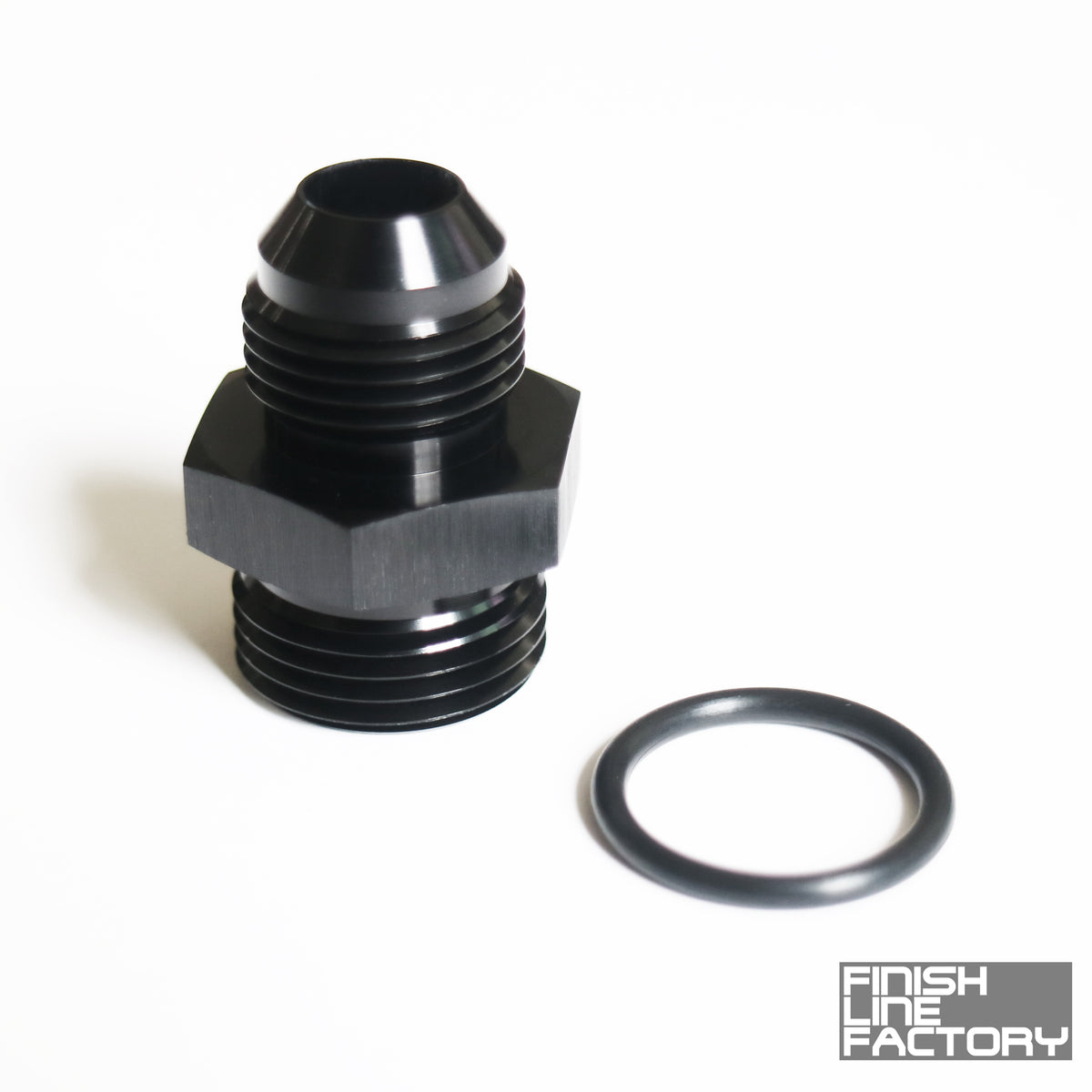 ORB-8 O-Ring Boss AN8 To AN8 Male Adapter Fitting – Black Anodized Aluminum (ANDO RACING, 6-Month Warranty)